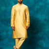 Men's Mustard Viscose Straight Kurta Pyjama Set