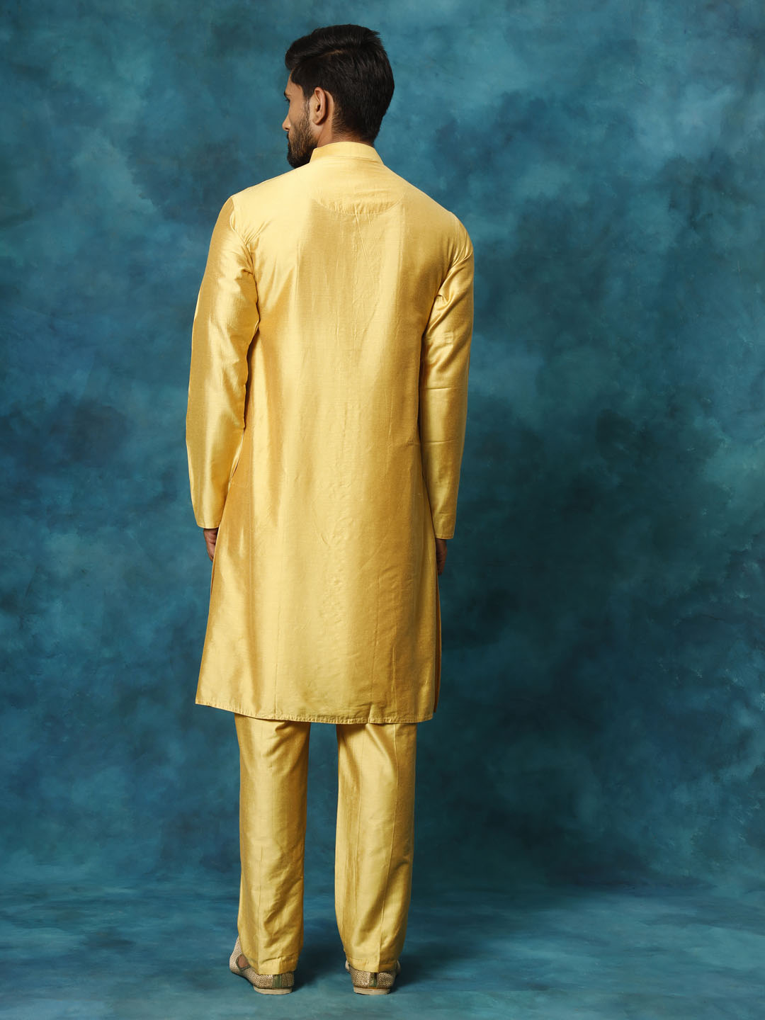 Men's Mustard Viscose Straight Kurta Pyjama Set