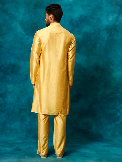 Men's Mustard Viscose Straight Kurta Pyjama Set