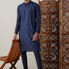 Men's Navy Blue Viscose Straight Kurta Pyjama Set
