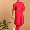 Men's Pink Viscose Straight Kurta Pyjama Set