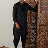 Men's Black Georgette Regular Kurta and Dhoti Set
