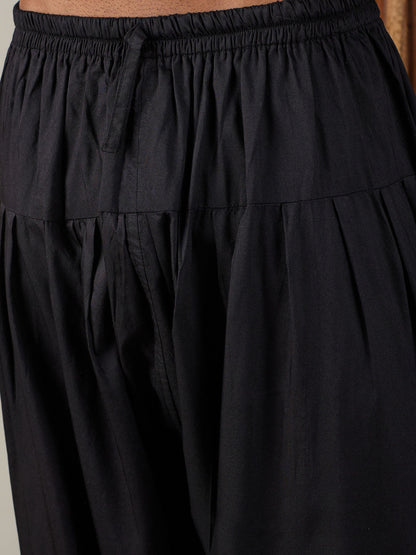 Men's Black Georgette Regular Kurta Pyjama Set