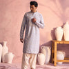 Men's Pastel Blue Georgette Straight Kurta and Patiala Set