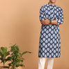 Men's Blue Cotton Straight Kurta Pyjama Set