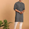 Men's Grey Cotton Straight Kurta Pyjama Set
