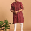 Men's Maroon Cotton Straight Kurta Pyjama Set