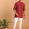 Men's Maroon Cotton Straight Kurta Pyjama Set