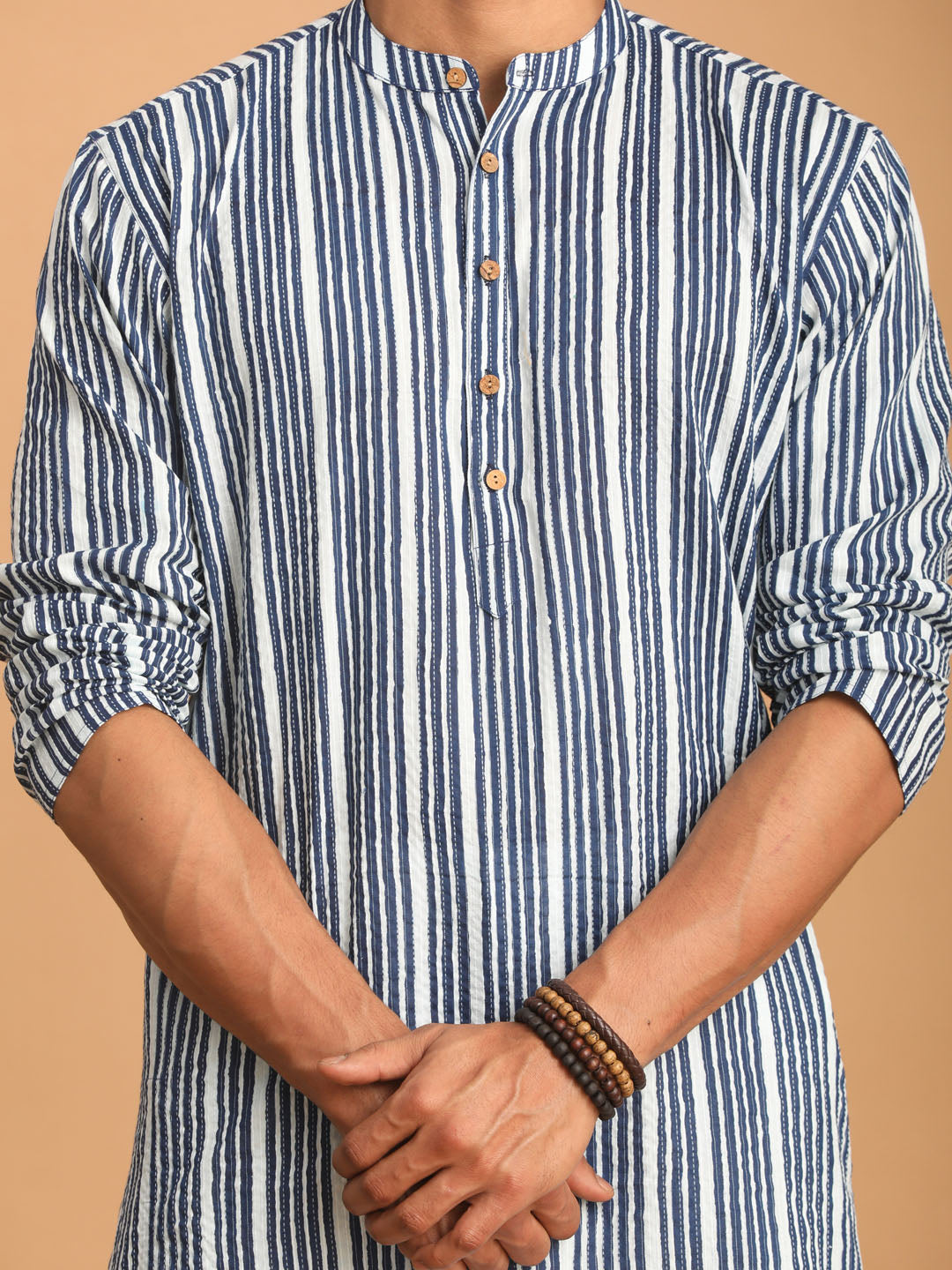 Men's Indigo Blue Cotton Straight Kurta Pyjama Set