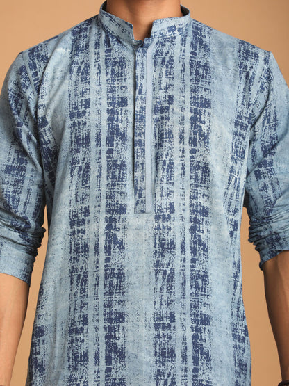 Men's Indigo Blue Cotton Straight Kurta Pyjama Set