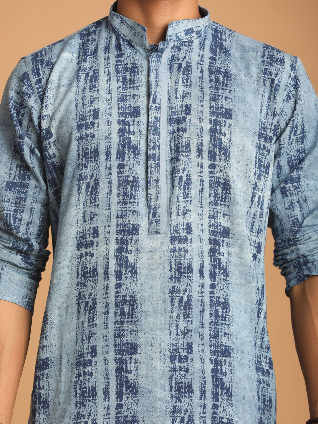 Men's Indigo Blue Cotton Straight Kurta Pyjama Set
