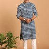 Men's Indigo Blue Cotton Straight Kurta Pyjama Set