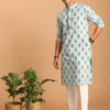 Men's Aqua Cotton Straight Kurta Pyjama Set