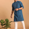 Men's Indigo Blue Cotton Straight Kurta Pyjama Set