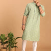 Men's Green Cotton Straight Kurta Pyjama Set