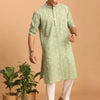 Men's Green Cotton Straight Kurta Pyjama Set