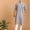 Men's Grey Cotton Straight Kurta Pyjama Set