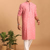 Men's Pink Cotton Straight Kurta Pyjama Set