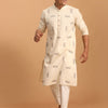 Men's Cream Cotton Straight Kurta Pyjama Set