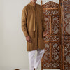 Men's Coffee Cotton Straight Kurta Pyjama Set