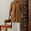 Men's Coffee Cotton Straight Kurta Pyjama Set