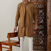 Men's Coffee Cotton Straight Kurta Pyjama Set