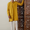 Men's Mustard Cotton Straight Kurta Pyjama Set