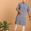 Men's Indigo Blue Cotton Straight Kurta Pyjama Set