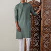 Men's Green Cotton Straight Kurta Pyjama Set
