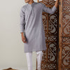 Men's Grey Cotton Straight Kurta Pyjama Set