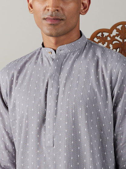 Men's Grey Cotton Straight Kurta Pyjama Set