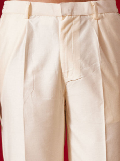 Men's Multi color Base Beige Cotton blend Straight Kurta Pyjama Set