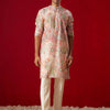 Men's Multi color Base Cream Cotton blend Straight Kurta Pyjama Set