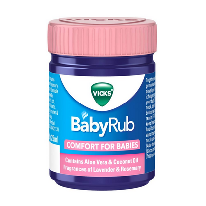Vicks BabyRub Ayurvedic balm for babies, featuring gentle herbal ingredients and a soothing application for infants.