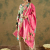 Dhiyona IE Floral Printed V-Neck Kurta with Trouser & Dupatta