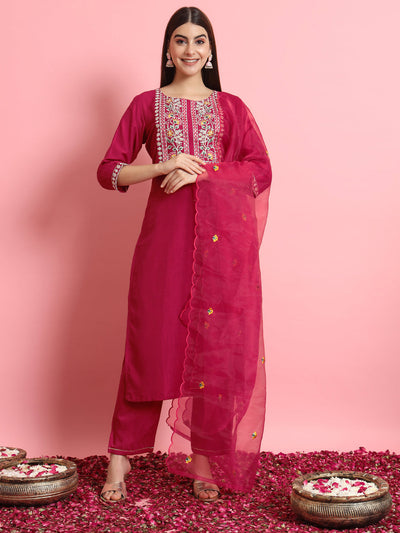 Indyancart VV Twisha Silk Blend Dori Embroidered Kurta Set