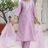Dhiyona VV Deepa Silk Blend Embroidered Kurta Set with Dupatta