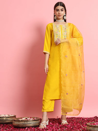 Indyancart VV Dhanvi Silk Blend Dori Embroidered Kurta Set