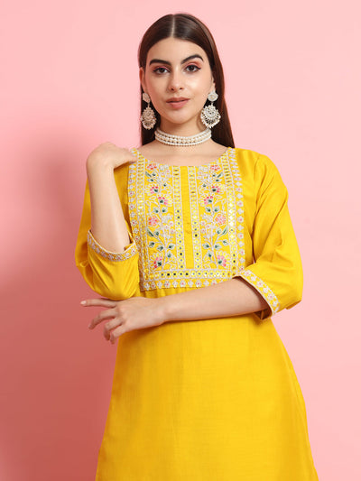 Indyancart VV Dhanvi Silk Blend Dori Embroidered Kurta Set