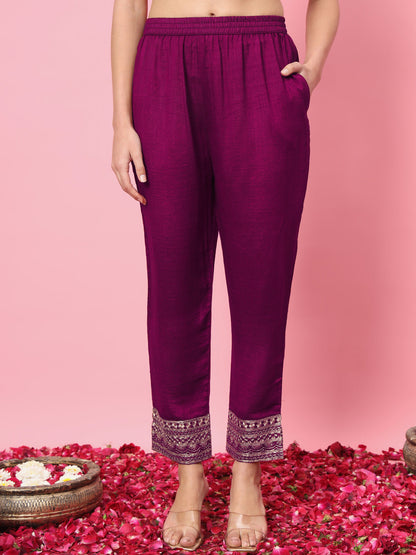Dhiyona VV Trupati Women Flared Kurta and Trousers Pant Set Silk Blend