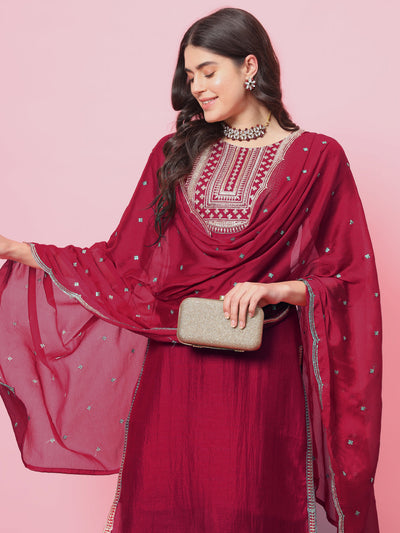 Indyancart VV Yamuna Women Kurta and Trousers Pant Set Silk Blend