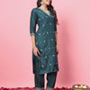 Dhiyona VV Triveni Silk Blend Kurta and Trouser Set with Organza Dupatta