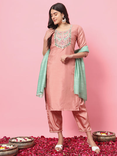 Indyancart VV VredeVogel Women Kurta and Trousers Pant Set Silk Blend