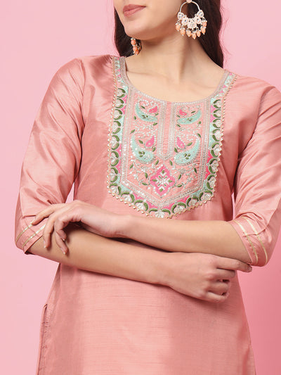 Indyancart VV VredeVogel Women Kurta and Trousers Pant Set Silk Blend