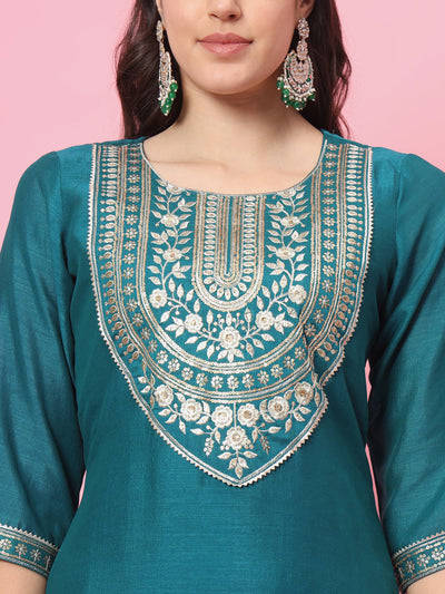 Indyancart VV VredeVogel Women Kurta and Trousers Pant Set Silk Blend