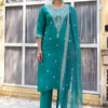 Dhiyona VV Surabhi Embroidered Silk Blend Straight Suit With Dupatta