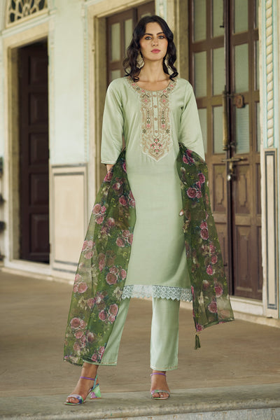 Indyancart VV Kanchana Women Kurta and Pant Sets Viscose Rayon Fabric