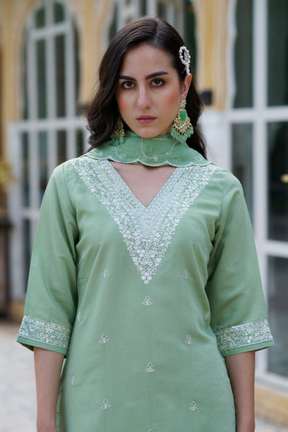 Dhiyona VV Meera Women Kurta and Pant Sets Silk Blend Fabric