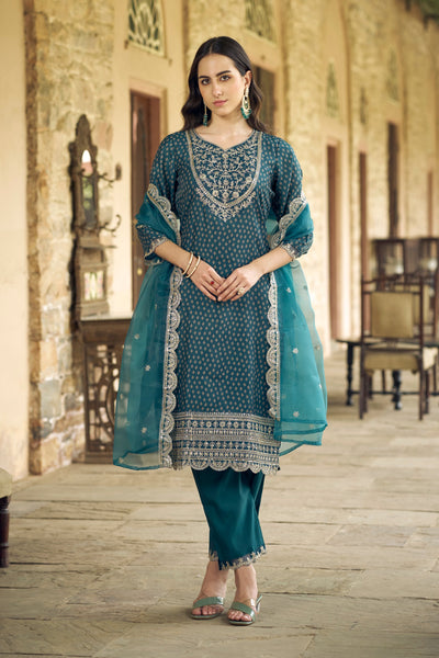 Indyancart VV Chaitra Women Kurta and Pant Sets Muslin Print Fabric