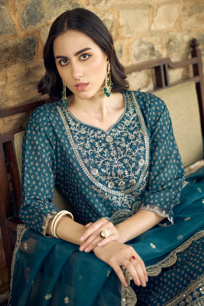 Indyancart VV Chaitra Women Kurta and Pant Sets Muslin Print Fabric
